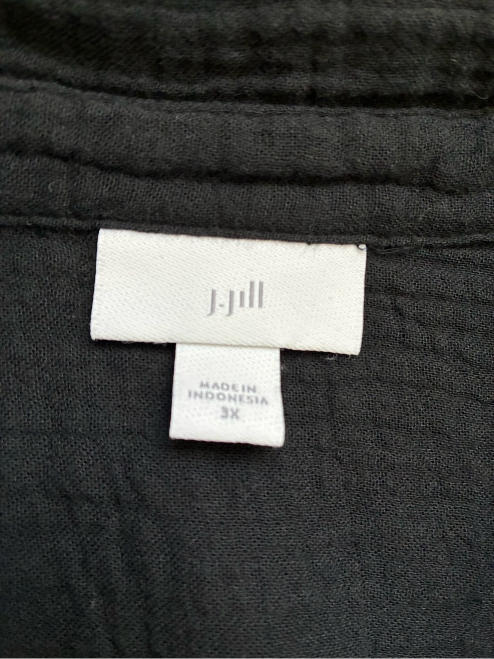 J. Jill Gauze Cotton Button-Up Shirt Textured Long Sleeve Black Size 3X - Picture 9 of 12
